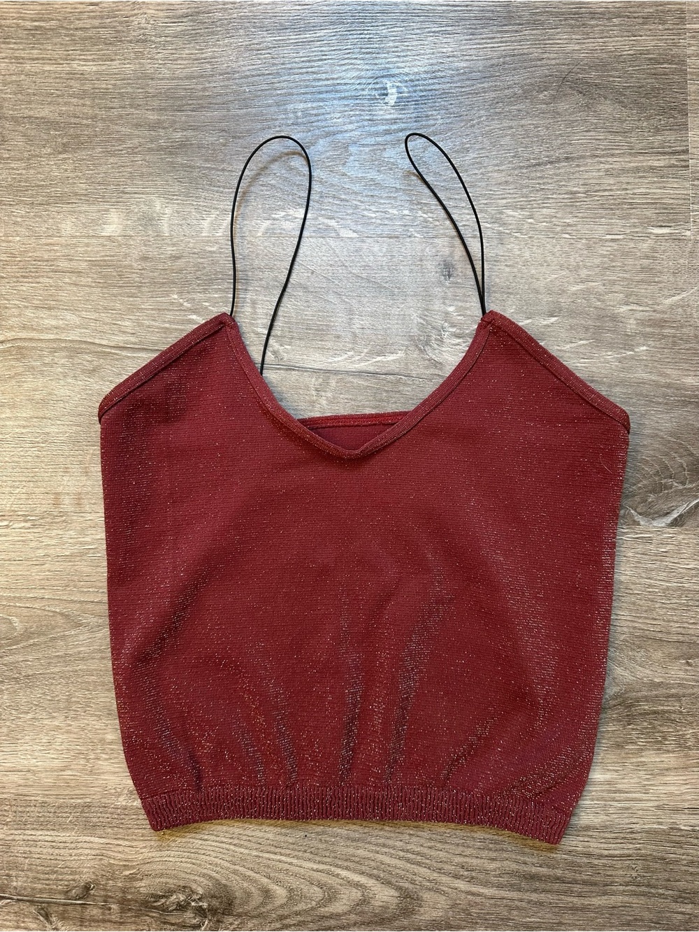 Intimately Free People Rust Metallic Glitter Knit V-Neck Crop Tank Top
